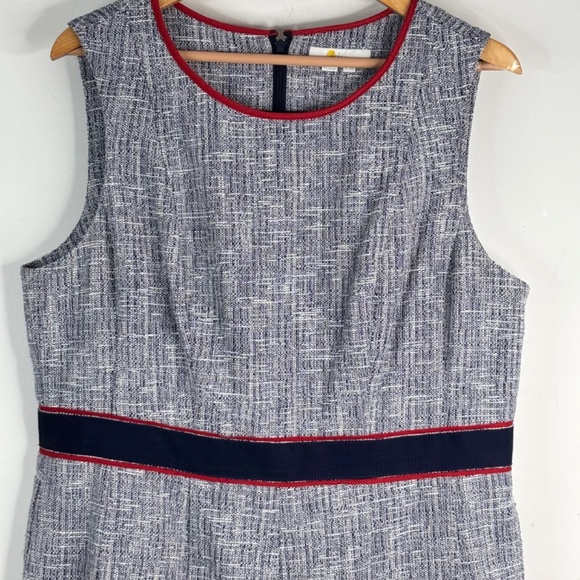 Boden Matilda Textured Dress 14 Blue Tweed Pockets Preppy Mod Nautical Easter - Picture 3 of 11